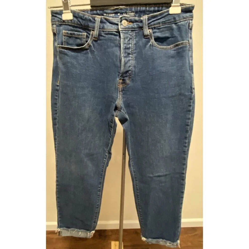 OLD NAVY WOMENS Size 12 O.G. STRAIGHT 32X25”High-Rise Jeans - Picture 1 of 16